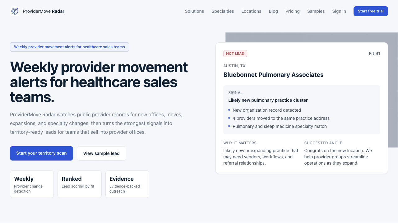 Provider Move Radar